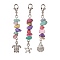 Tibetan Style Alloy Pendant Decorations, with 7 Chakra Synthetic Turquoise Beads and Alloy Lobster Claw Clasps, Tortoise & Shell & Starfish, Antique Silver & Platinum, 61~62mm, 3pcs/set