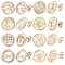 CREATCABIN 16Pcs 8 Style Brass Stud Earring Findings, with Vertical Loops & 16Pcs Ear Nuts, Arrow & Infinity & Elephant & Clover & Palm & Compass, Real 18K Gold Plated, 12.5~14x13~13.5mm, Hole: 2mm, Pin: 0.8mm, 2Pcs/style