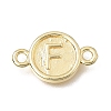 Brass Disc with Initial Links Connector Charms KK-E802-36G-F-1