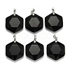 Natural Dyed & Heated Black Agate Pendants G-E487-95F-1