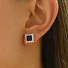 Brass Micro Pave Cubic Zirconia Square Stud Earrings VN1911-4