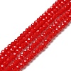 1 Strand Opaque Solid Red Color Faceted Crystal Glass Rondelle Beads Strands X-EGLA-F049A-02-1