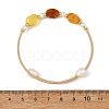Oval Natural Amber and Pearl Cuff Bangles BJEW-JB14490-4