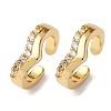 Brass Micro Pave Clear Cubic Zirconia C-Shaped Cuff Earrings LS-EJEW-D328-09G-03-4