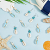 40Pcs 4 Colors Cowrie Shell & Dyed Synthetic Turquoise Starfish Pendants PALLOY-SC0004-40-3