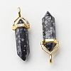Natural Snowflake Obsidian Pointed Pendants G-G902-A05-1