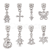8Pcs 8 Style Rack Plating Brass Micro Pave Clear Cubic Zirconia Pendants ZIRC-OC0001-05P-1