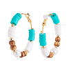 Brass Heishi Beaded Hoop Earrings EJEW-JE04087-04-2