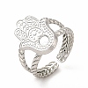 Tarnish Resistant 304 Stainless Steel Hamsa Hand Open Cuff Ring Settings RJEW-B027-22P-1