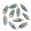 Top Golden Plated Natural Aventurine Pointed Pendants G-S359-078B-1
