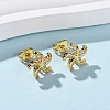 Brass Micro Pave Clear Cubic Zirconia Stud Earrings EJEW-D328-04G-04-2