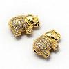 Rack Plating Brass Cubic Zirconia Beads ZIRC-S032-01G-2