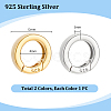 2Pcs 2 Colors 925 Sterling Silver Spring Gate Rings with 925 Stamp STER-PH0004-27B-2