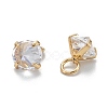 Brass Clear Cubic Zirconia Charms ZIRC-G170-12G-2