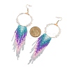 Glass Tassel Dangle Earrings EJEW-C129-01-3