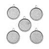 Tibetan Style Antique Silver Alloy Flat Round Pendant Cabochon Settings TIBEP-M022-38AS-1