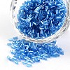 Transparent Colours Pearl Luster Plated Round Hole Glass Bugle Beads SEED-I001-103B-1