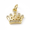 Brass Micro Pave Clear Cubic Zirconia Crown Charms ZIRC-F132-64G-1