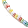Natural Pearl & Evil Eye Lampwork & Seed Beaded Stretch Bracelet for Women BJEW-JB09371-3