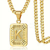 Rectangle with Letter Pattern 304 Stainless Steel Pendant Necklaces FS-WGFC766-18-1
