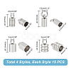 60Pcs 4 Style 201 & 304 Stainless Steel Cord Ends STAS-UN0047-78-4