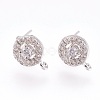 Brass Micro Pave Cubic Zirconia Stud Earring Findings KK-F753-10P-RS-1