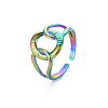 Rainbow Color 304 Stainless Steel Interlocking Ring Cuff Ring RJEW-N038-042M-3