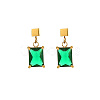 Fashionable stainless steel earrings with rectangular zirconia studs and diamond inlays. JJ6846-1-1
