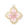 Handmade Glass Seed Beaded Quatrefoil Pattern Pendants PALLOY-MZ00965-03-1