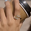 304 Stainless Steel Pave Cubic Zirconia Cuff Open Rings for Women SA-CBAABBA-05G-1