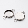 Tarnish Resistant Flat Round 304 Stainless Steel Cabochon Connector Settings X-STAS-E079-02A-1