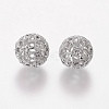 Brass Cubic Zirconia Beads ZIRC-D011-50P-3