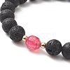 Natural Lava Rock & Dyed Agate Beaded Stretch Bracelets BJEW-JB09178-5