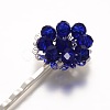 Brass Electroplate Glass Bead Flower Hair Bobby Pins PHAR-JH00048-3