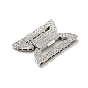 Brass Micro Pave Clear Cubic Zirconia Fold Over Clasps KK-G414-07P-3