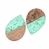 Transparent Resin & Walnut Wood Pendants X-RESI-S389-037A-B02-2