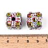 Polymer Clay Rhinestone Beads with Square Acrylic CLAY-T022-03H-3