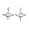 Brass Micro Pave Clear Cubic Zirconia Charms KK-G418-08P-1