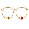 2Pcs 2 Colors Dyed Synthetic Turquoise Cross and Glass Heart Braided Bead Bracelets for Women PE0777-13-1