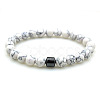 Synthetic Howlite Round Beaded Stretch Bracelets for Men Women FS-WG77712-04-1