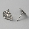 304 Stainless Steel Textured Geometric Stud Earring Findings with Hole STAS-WH0027-54J-3