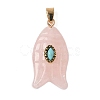 Natural Rose Quartz & Synthetic Turquoise Carved Pendants X-G-Z084-01G-02-1