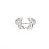 Non-Tarnish 304 Stainless Steel 12 Constellations/Zodiac Signs Open Cuff Ring for Women RJEW-S405-156P-F-1