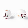 Painted Natural Wood Round Beads WOOD-N006-177-3