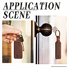 2Pcs 2 Styles Word His Only/His Queen Engraved Wooden with Leather Keychain WOOD-GF0001-81-7