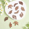 16Pcs 8 Style Autumn Theme Natural Walnut Wood Pendants WOOD-SZ0001-29-4