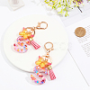 Fashion Alphabet Initial Letter Resin Keychain with Tassel Gradient Butterfly Pendant Key Ring KEYC-WH0027-105A-2