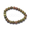 Natural Unakite Bead Stretch Bracelets X-BJEW-K212-B-006-2