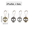 CHGCRAFT 4 Sets Skull Shower Curtain Hooks DIY-CA0005-39-2