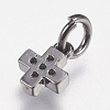 Brass Micro Pave Cubic Zirconia Tiny Cross Charms ZIRC-E147-61B-2